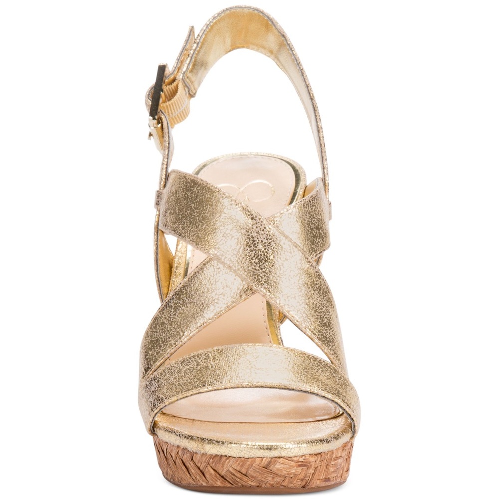 Jessica Simpson Metallic Gold Wedges